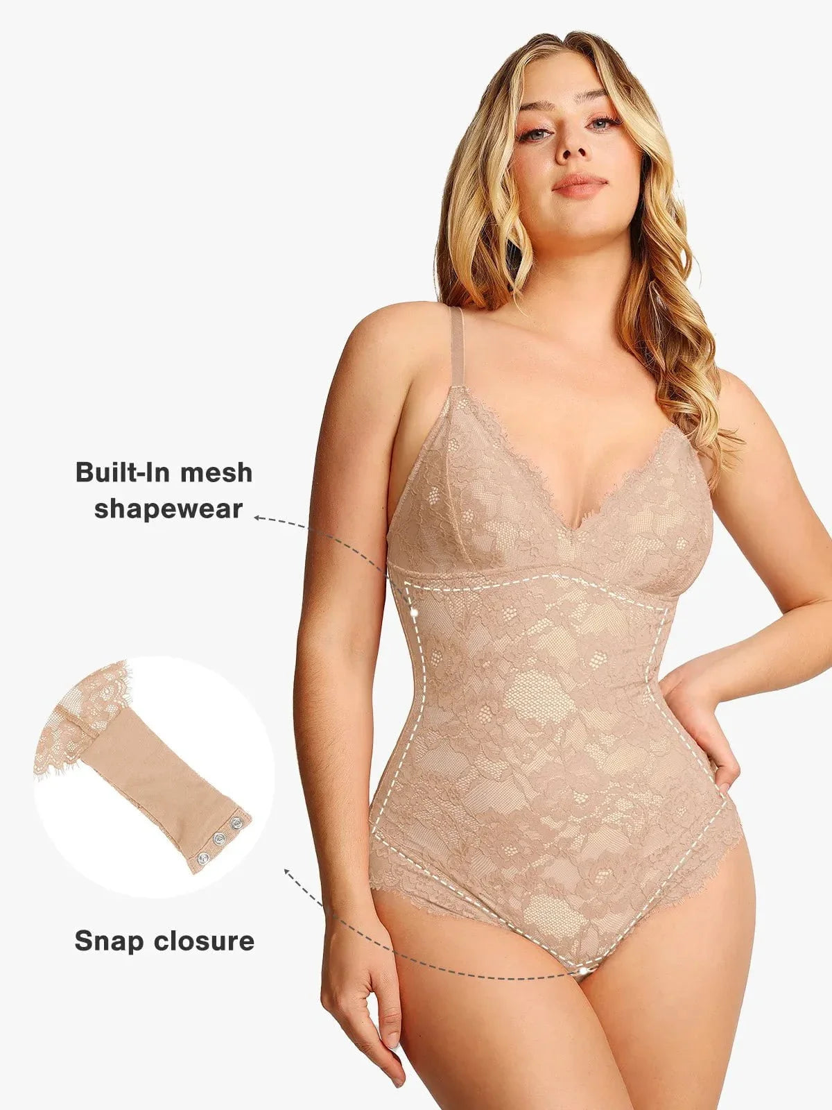 Shapewear Firm Control Smoothing Full Lace Thong Bodysuit