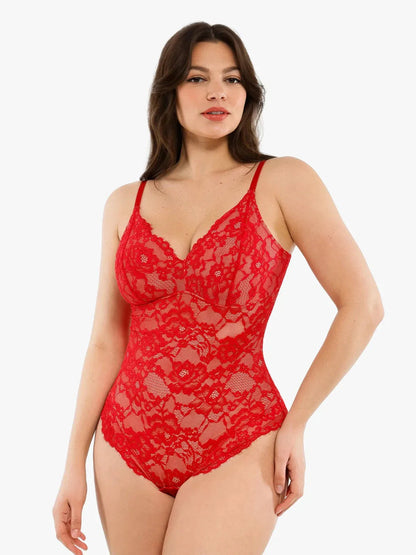 Shapewear Firm Control Smoothing Full Lace Thong Bodysuit