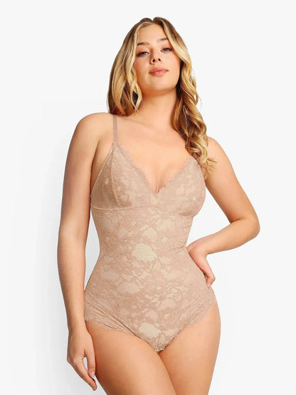 Shapewear Firm Control Smoothing Full Lace Thong Bodysuit
