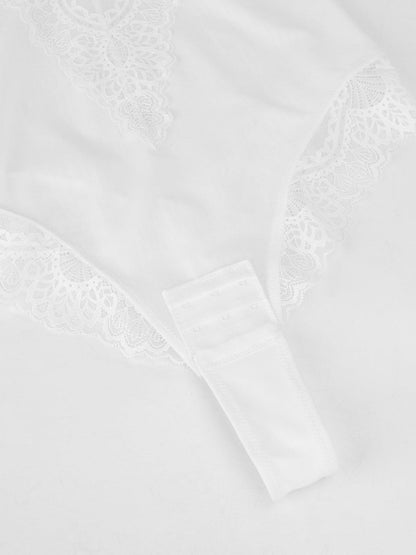 Body Sculptant Complet en Dentelle avec Décolleté Plongeant