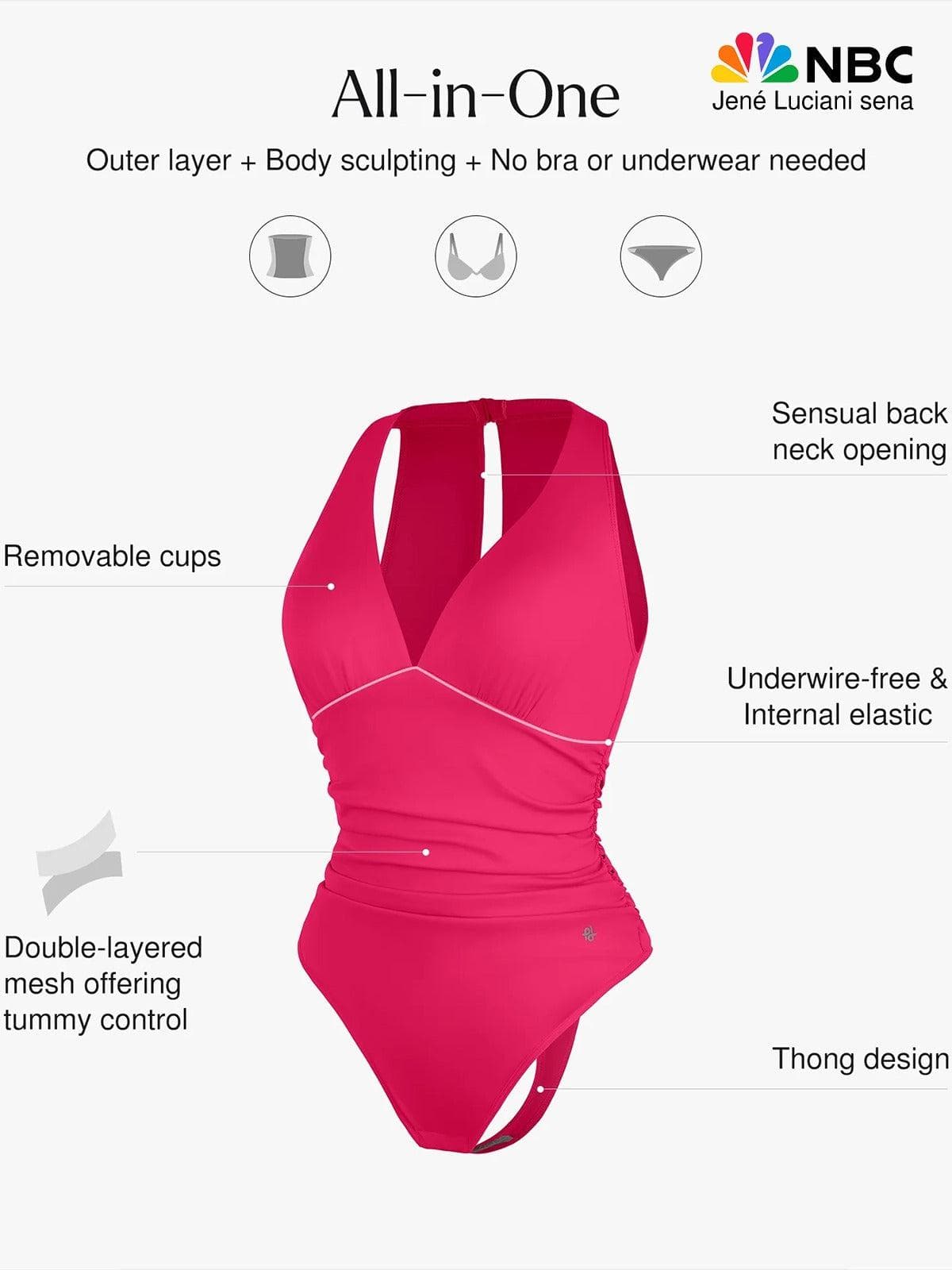 Body de contrôle du ventre à col halter drapé