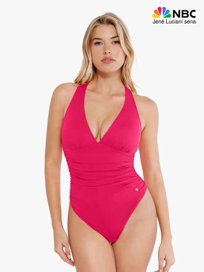 Body de contrôle du ventre à col halter drapé