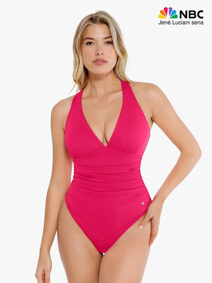 Body de contrôle du ventre à col halter drapé