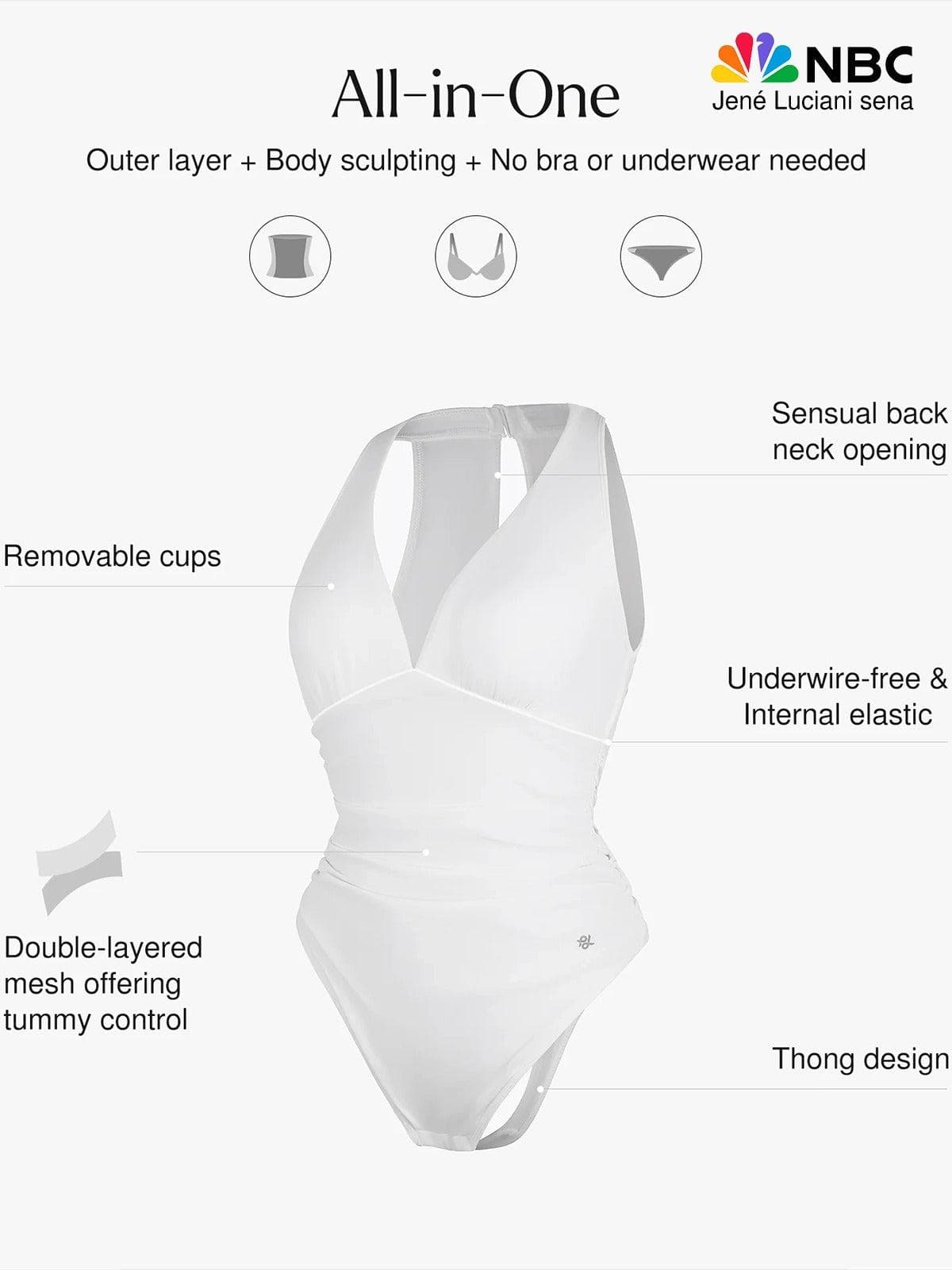 Body de contrôle du ventre à col halter drapé