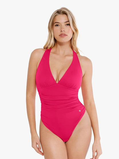 Body de contrôle du ventre à col halter drapé