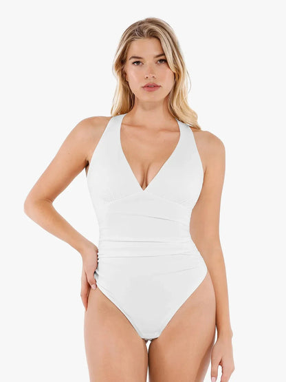 Body de contrôle du ventre à col halter drapé