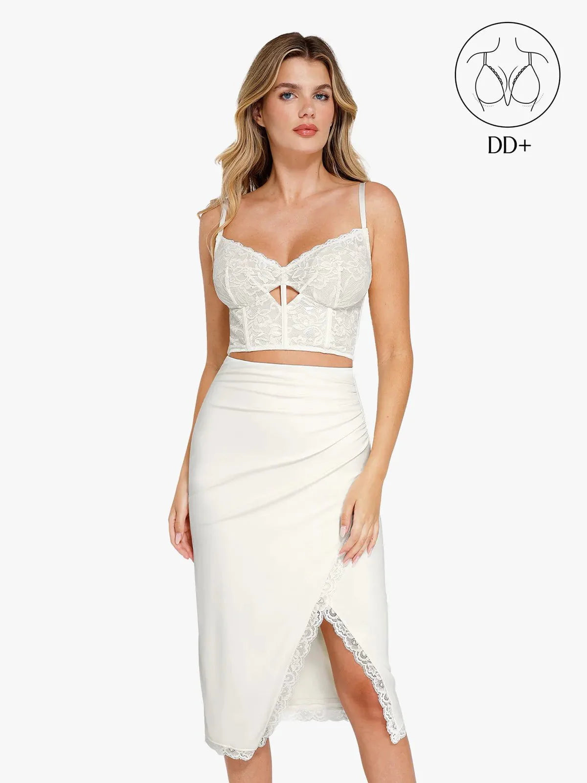 Soutien-gorge en dentelle shapewear ou jupe midi amincissante