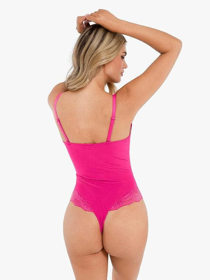 Body Sculptant en Dentelle à Col V Profond