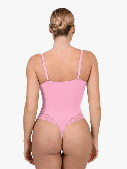 Body Sculptant en Dentelle à Col V Profond