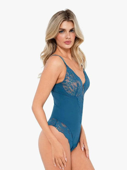 Body Sculptant en Dentelle à Col V Profond