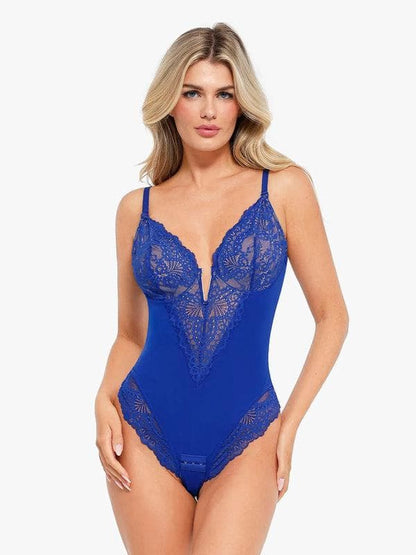 Body sculptant en dentelle à décolleté en V profond