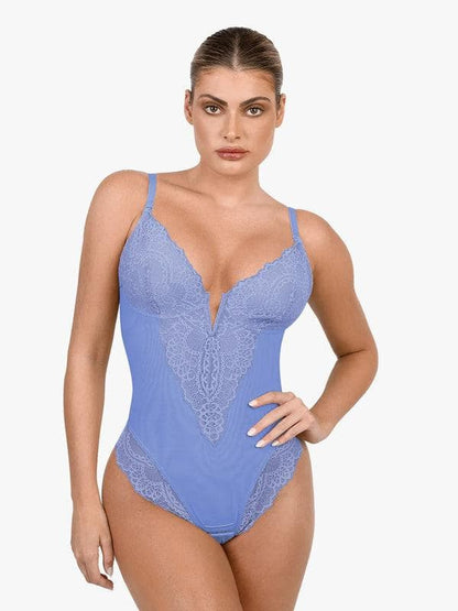 Body Sculptant en Dentelle à Col V Profond