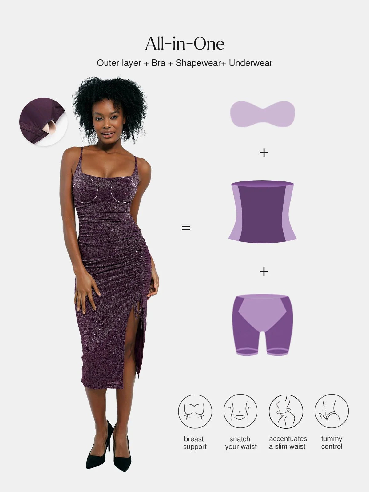 Robe Midi Sculptante en Tricot Métallique Shapewear Bodycon