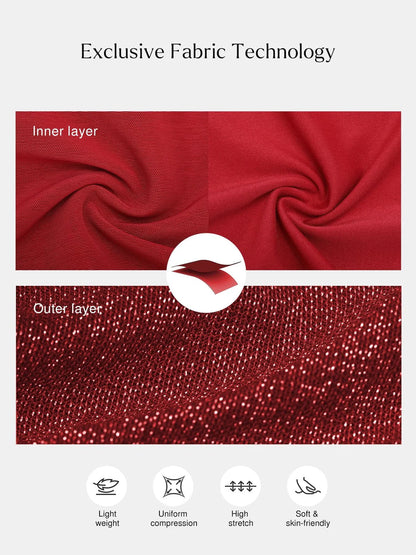 Robe Maxi Sirène Slim à Manches Longues en Maille Métallique Shapewear