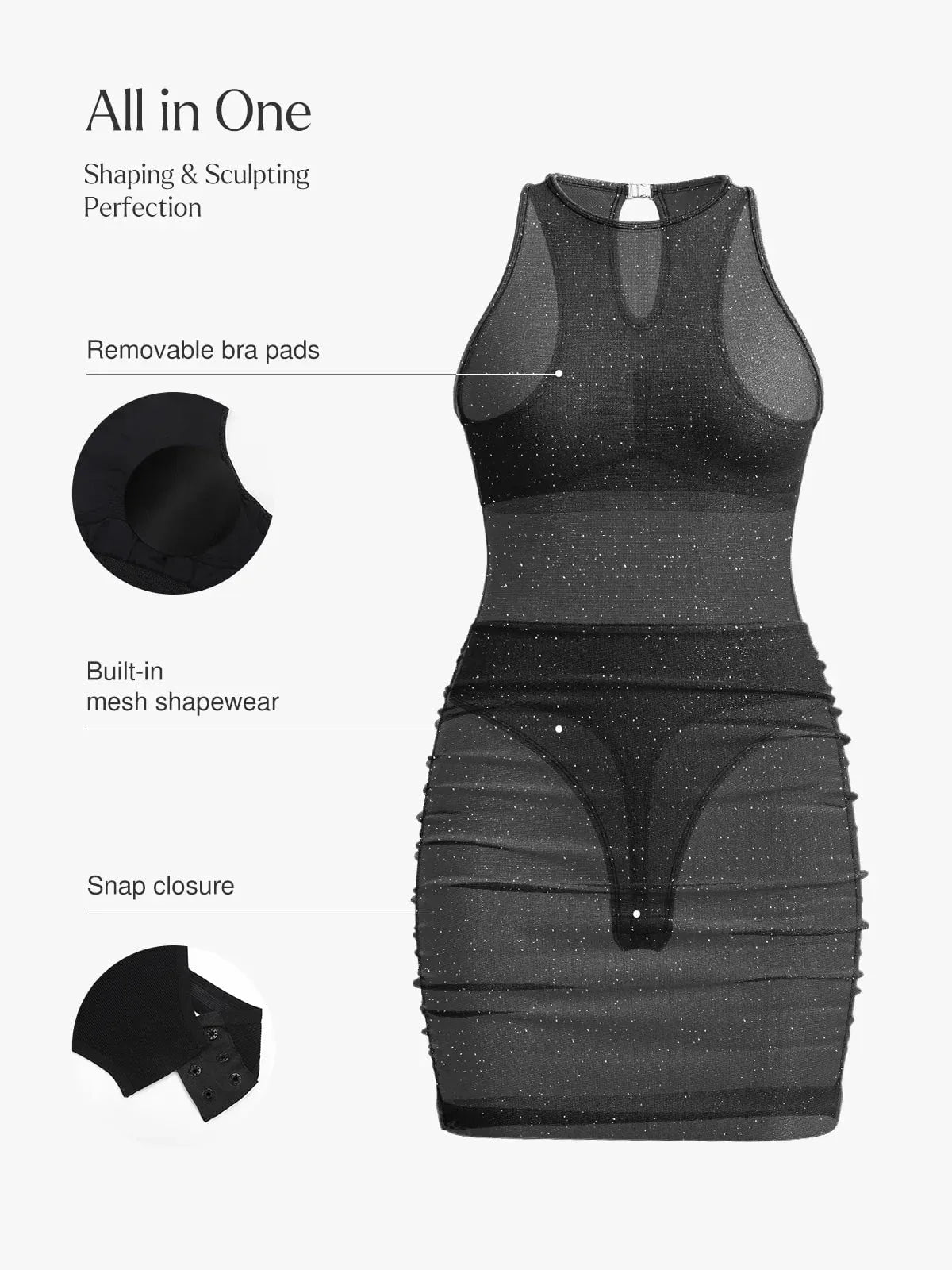 Robe Sculptante Métallique Sans Couture