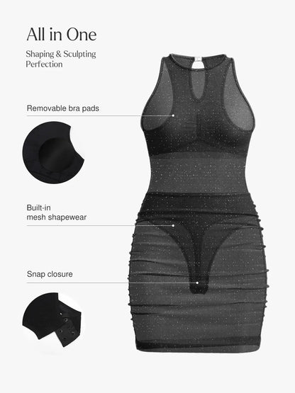 Robe Sculptante Métallique Sans Couture