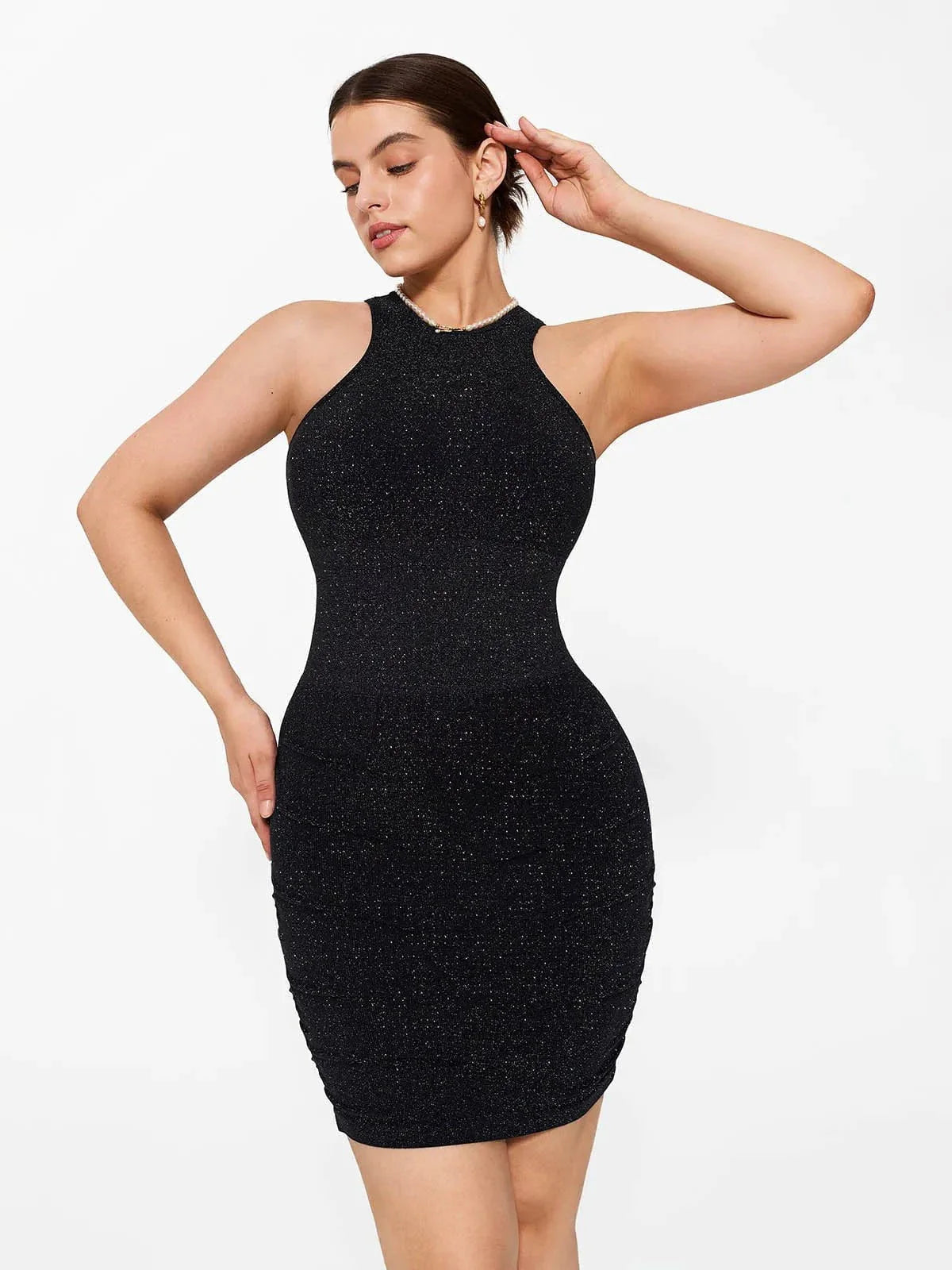 Robe Sculptante Métallique Sans Couture