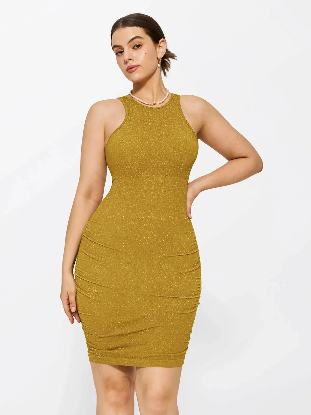 Robe Sculptante Métallique Sans Couture