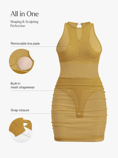 Robe Sculptante Métallique Sans Couture