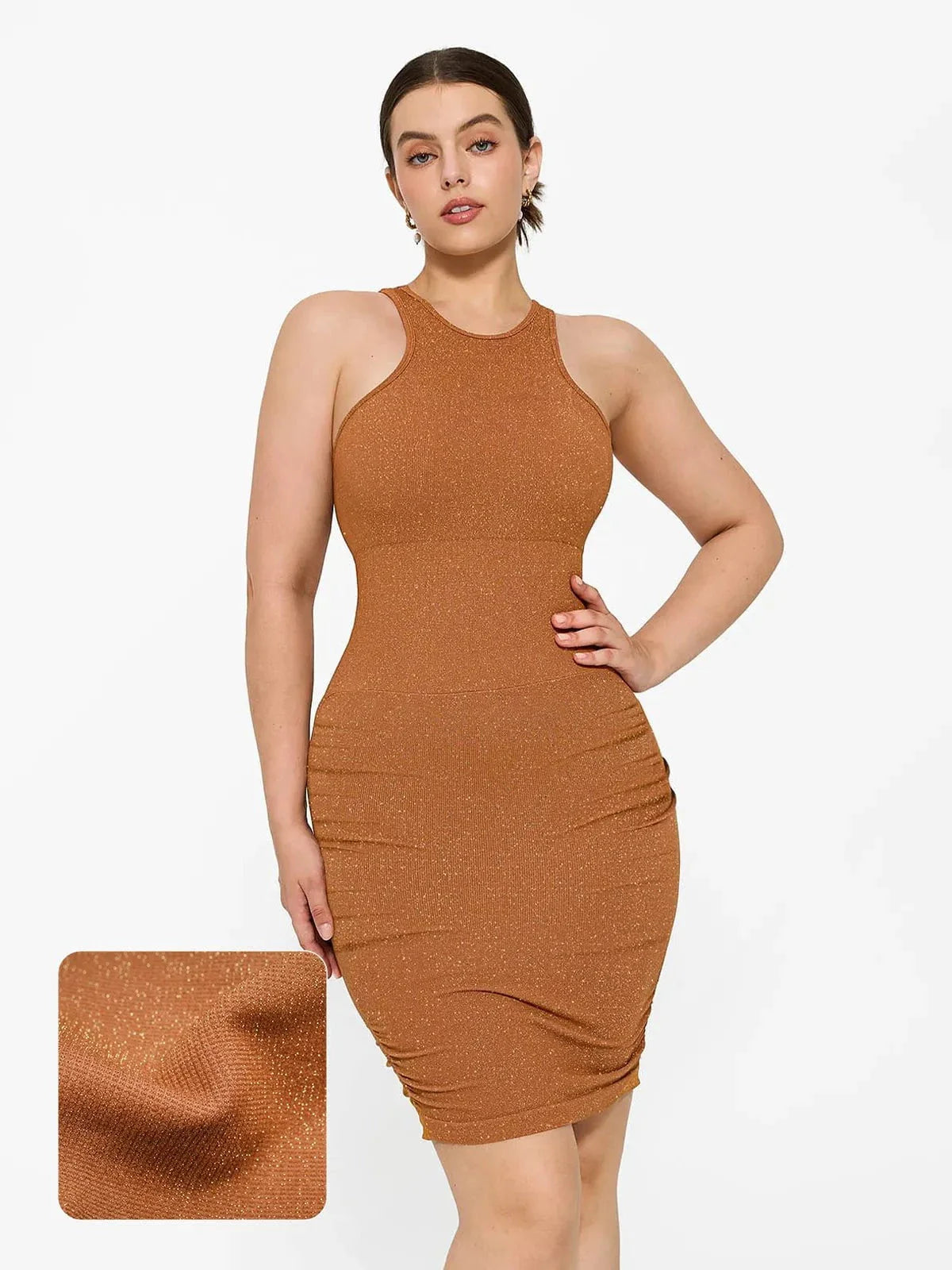 Robe Sculptante Métallique Sans Couture