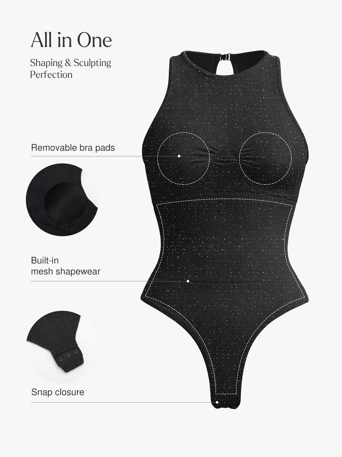 Body Sculptant Métallique Sans Coutures avec Contrôle du Ventre