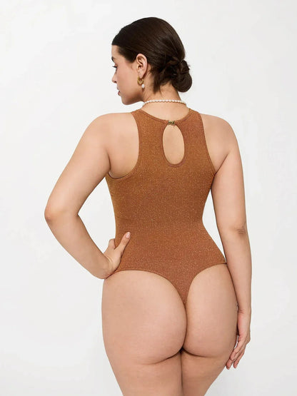 Body Sculptant Métallique Sans Coutures avec Contrôle du Ventre