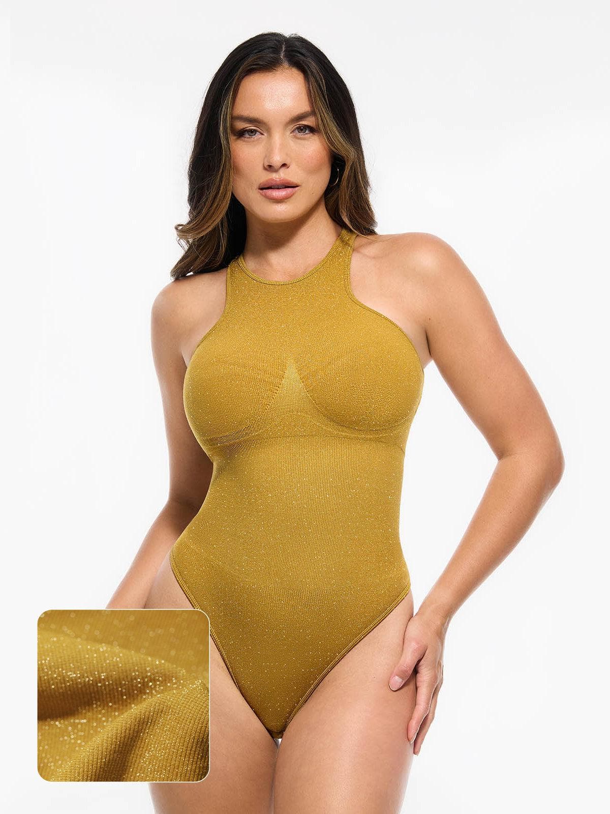 Body Sculptant Métallique Sans Coutures avec Contrôle du Ventre