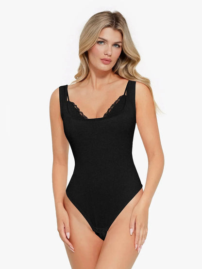 Body Cami en Modal avec Contrôle du Ventre et Dentelle Intérieure