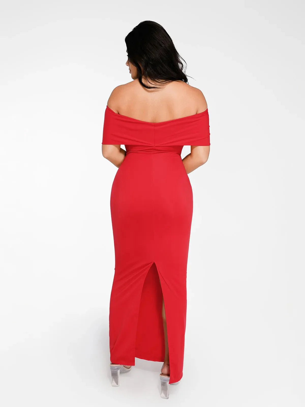 Robe Maxi Colonne Slim Sans Épaules Shapewear