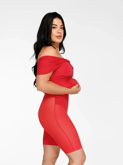 Robe Maxi Colonne Slim Sans Épaules Shapewear