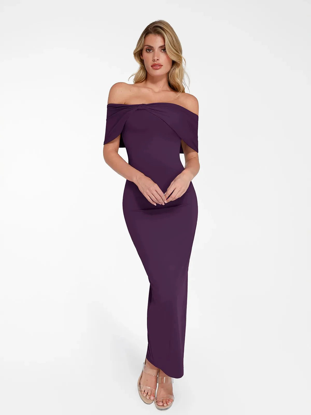 Robe Maxi Colonne Slim Sans Épaules Shapewear