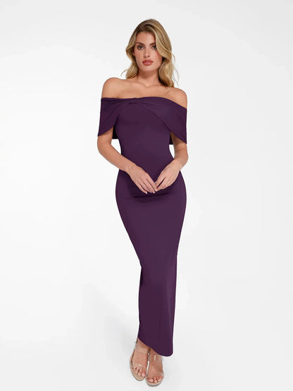Robe Maxi Colonne Slim Sans Épaules Shapewear