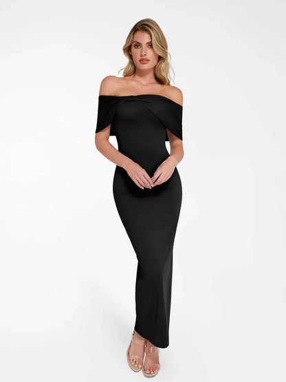 Robe Maxi Colonne Slim Sans Épaules Shapewear