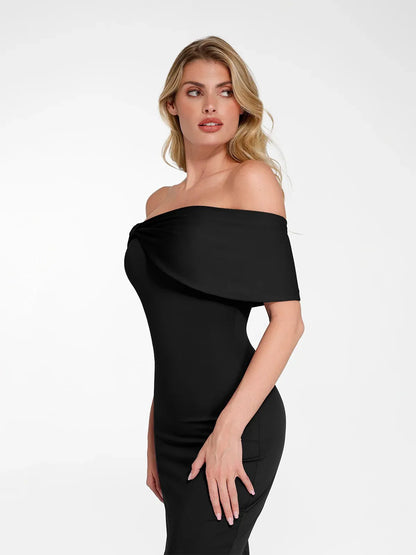 Robe Maxi Colonne Slim Sans Épaules Shapewear