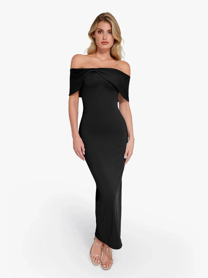 Robe Maxi Colonne Slim Sans Épaules Shapewear