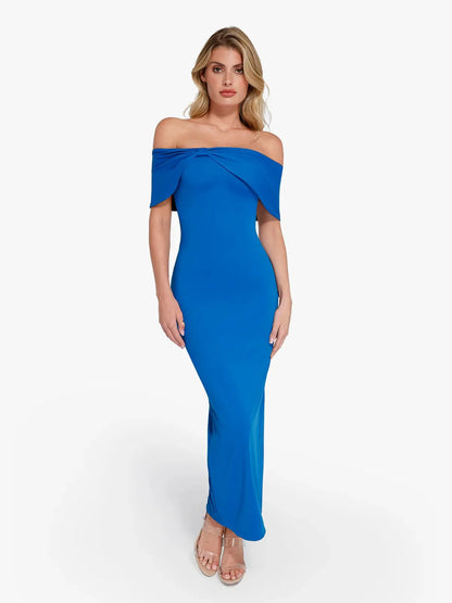 Robe Maxi Colonne Slim Sans Épaules Shapewear