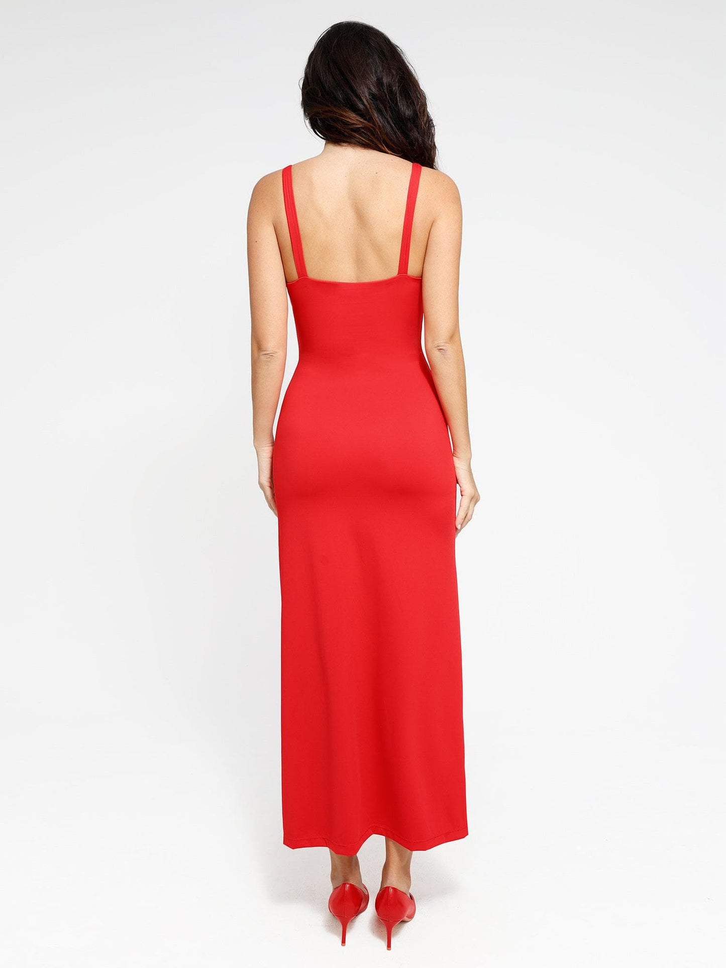 Robe Maxi Slimming à Fente Froncée Shapewear