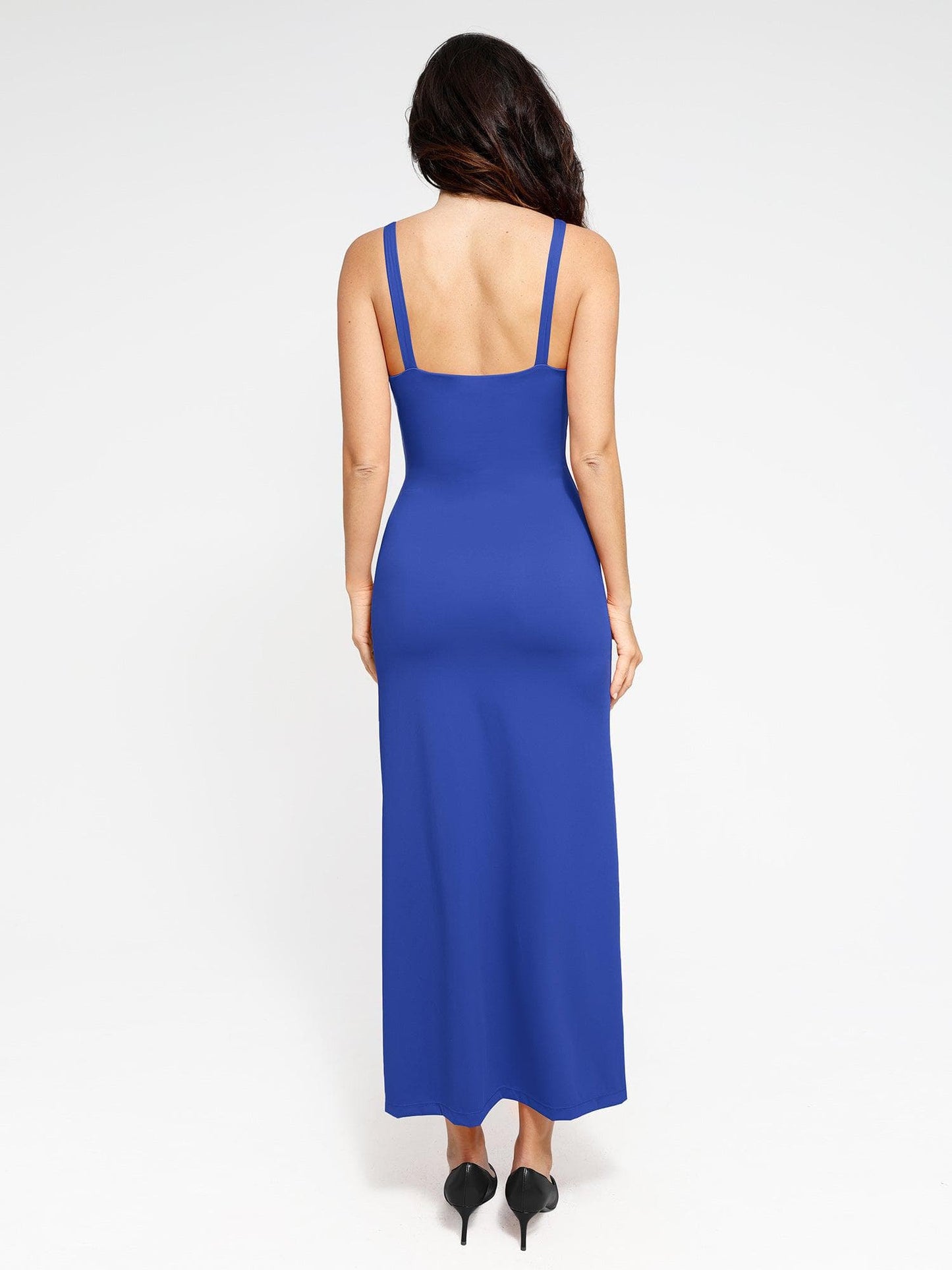 Robe Maxi Slimming à Fente Froncée Shapewear
