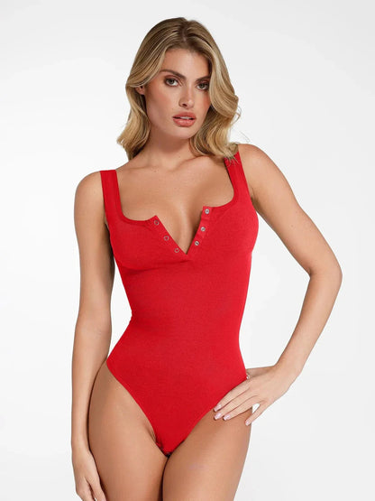 Body en Modal Seamless Shapewear à Col Henley