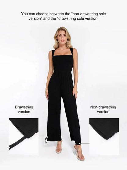 Combinaison Shapewear à Encolure Carrée avec Contrôle du Ventre et Jambes Larges