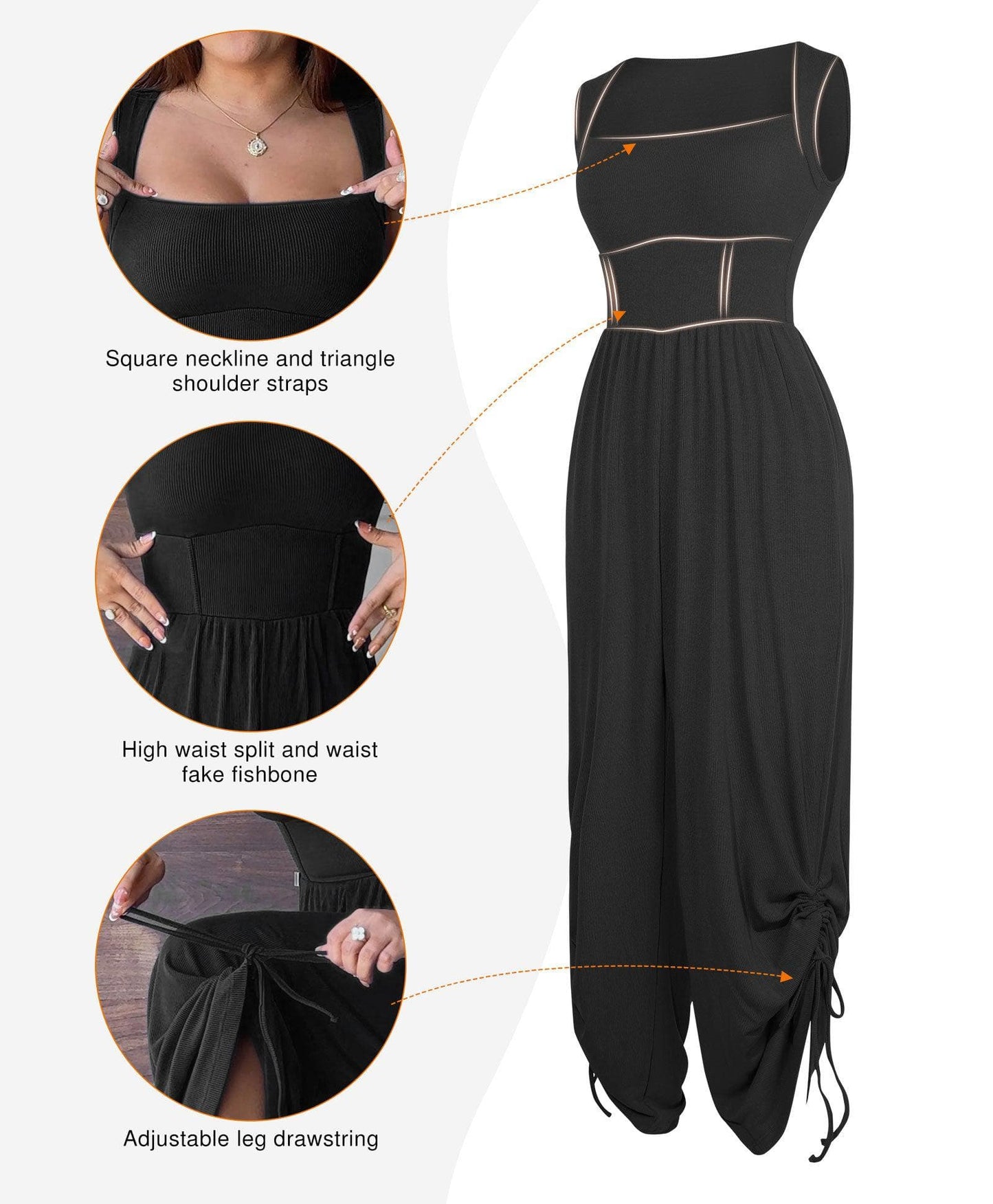 Combinaison Shapewear à Encolure Carrée avec Contrôle du Ventre et Jambes Larges