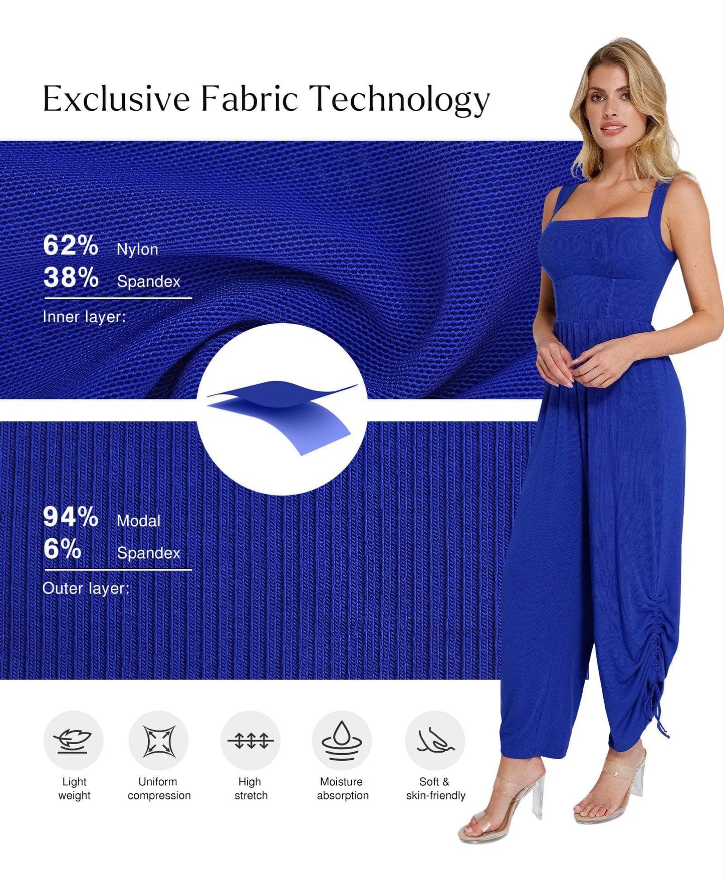 Combinaison Shapewear à Encolure Carrée avec Contrôle du Ventre et Jambes Larges
