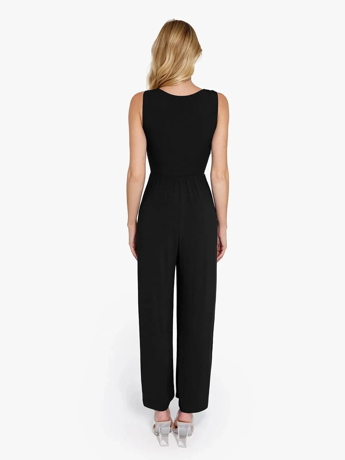 Combinaison Shapewear à Encolure Carrée avec Contrôle du Ventre et Jambes Larges