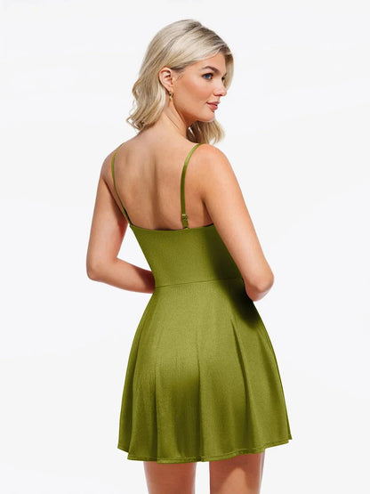 Robe Flare Contrôle du Ventre avec Décolleté Cowl et Bretelles