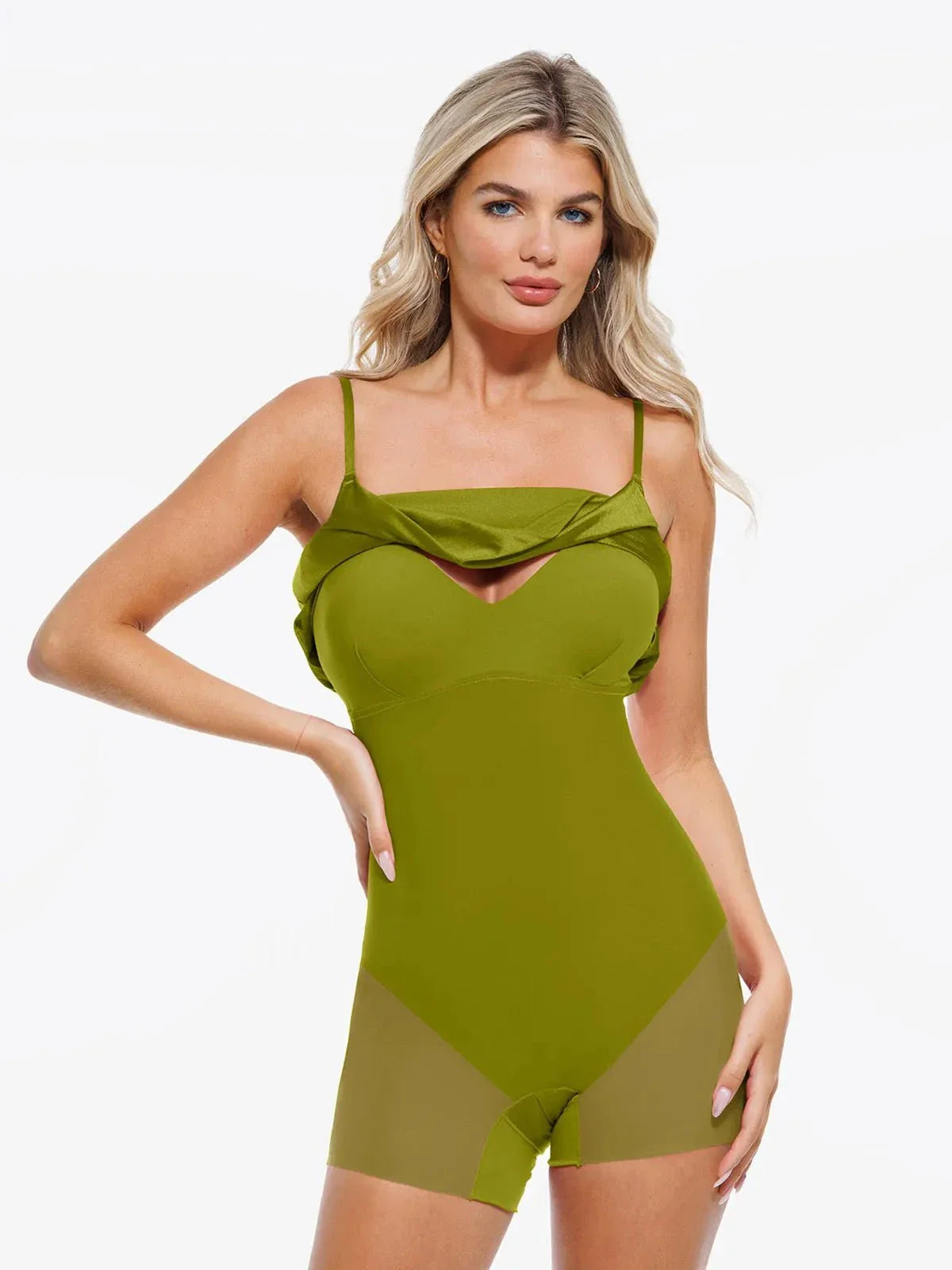 Robe Flare à Col Cagoule Contrôle du Ventre en Shapewear