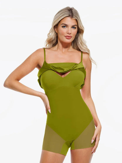 Robe Flare Contrôle du Ventre avec Décolleté Cowl et Bretelles
