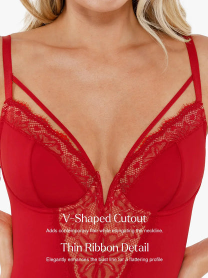 Body en dentelle avec contrôle du ventre et bretelles