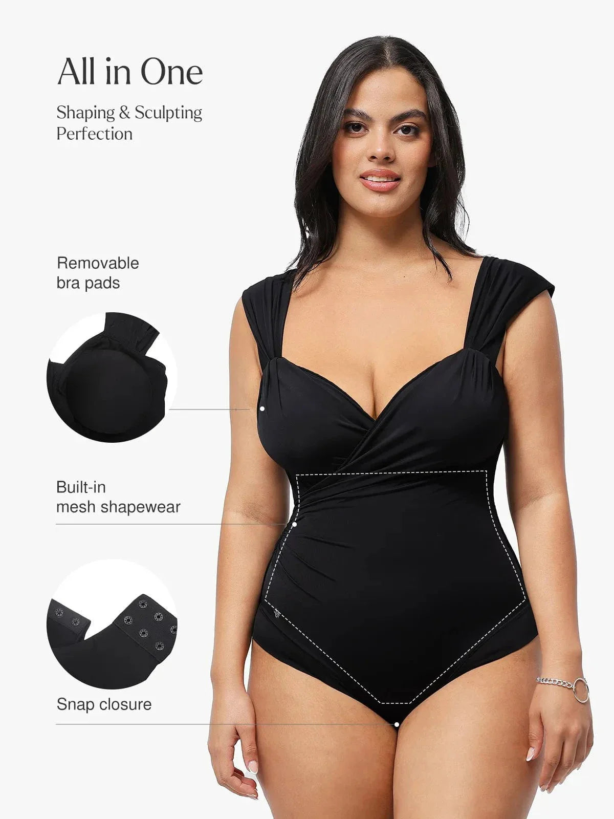 Body Shapewear Décolleté en Cœur à Manches Courtes