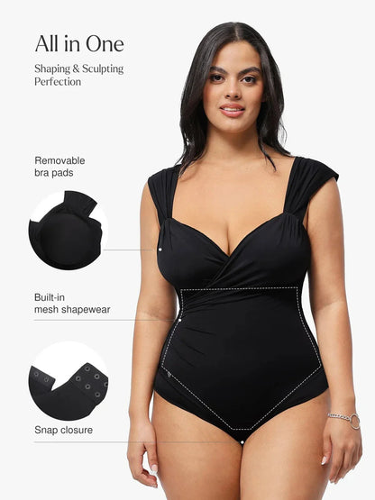 Body Shapewear Décolleté en Cœur à Manches Courtes