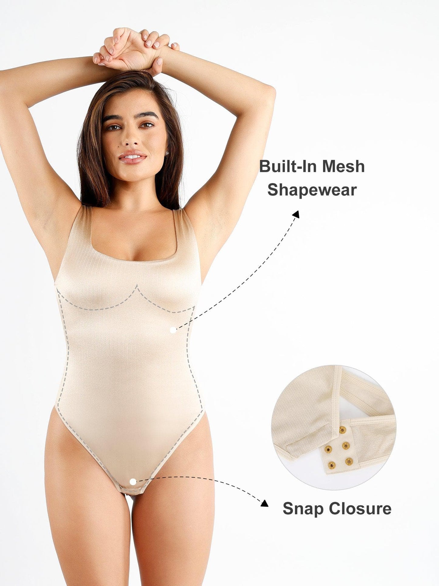 Body Shapewear à Encolure Carrée avec Brillance
